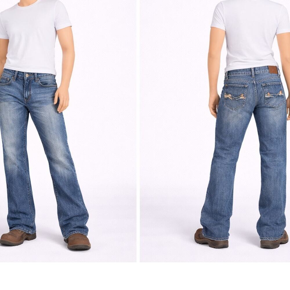 Ariat M2 32x28 Traditional Relaxed Boot Cut Jeans Mens Medium Wash Western